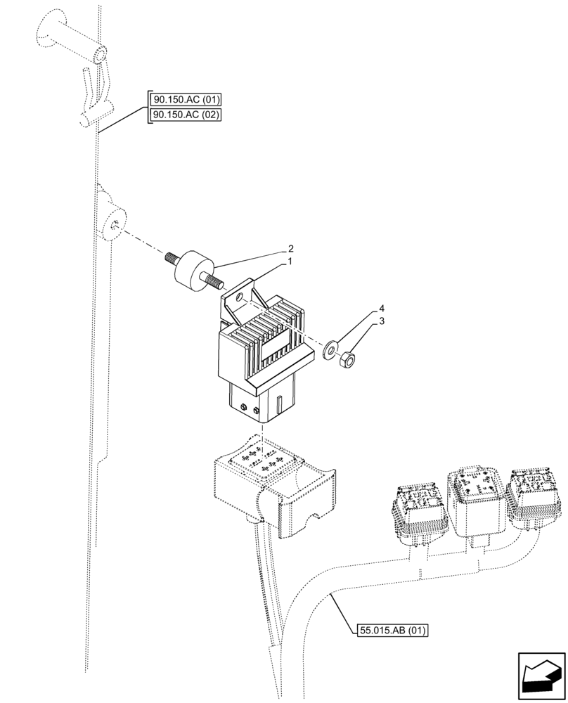 Схема запчастей Case 21F - (55.512.BP) - ELECTRONIC CONTROL UNIT (55) - ELECTRICAL SYSTEMS