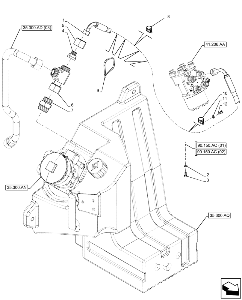 Схема запчастей Case 221F - (41.200.AO[02]) - STEERING, HYDRAULIC LINE (41) - STEERING