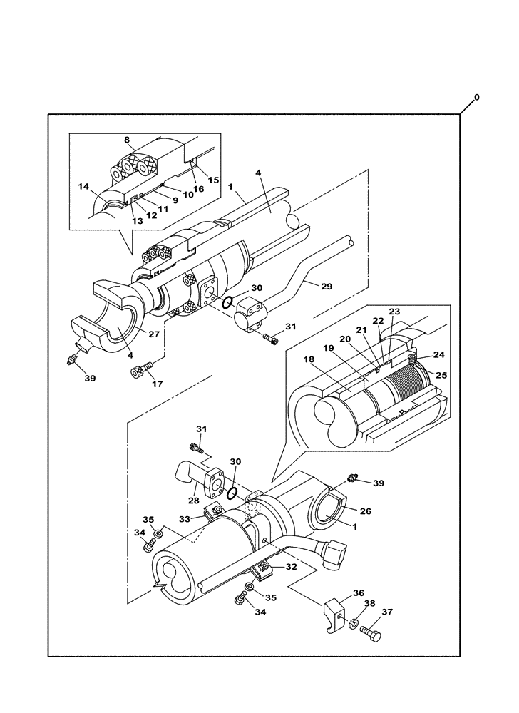 Схема запчастей Case CX235C SR - (35.738.01) - BUCKET CYLINDER (35) - HYDRAULIC SYSTEMS