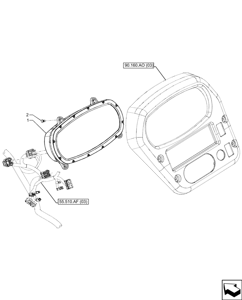 Схема запчастей Case 21F - (55.408.CA) - INSTRUMENT CLUSTER (55) - ELECTRICAL SYSTEMS