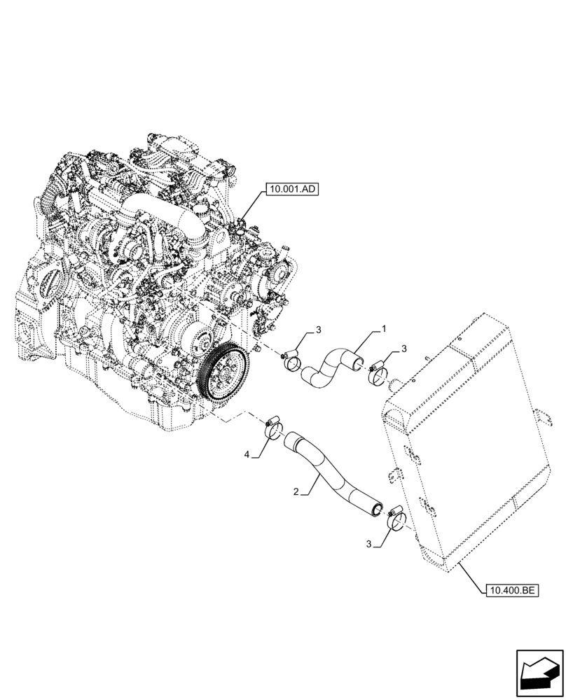 Схема запчастей Case 21F - (10.400.AY) - RADIATOR, HOSE (10) - ENGINE