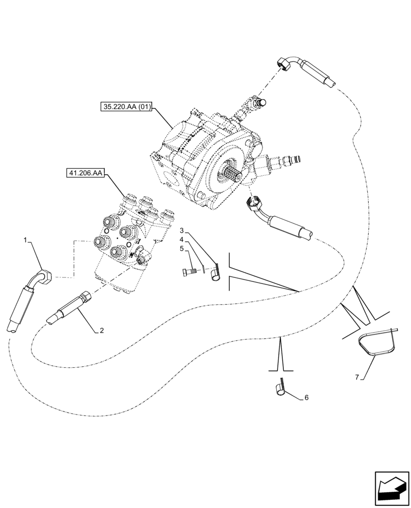 Схема запчастей Case 21F - (41.200.AO [03]) - STEERING, HYDRAULIC LINE (41) - STEERING