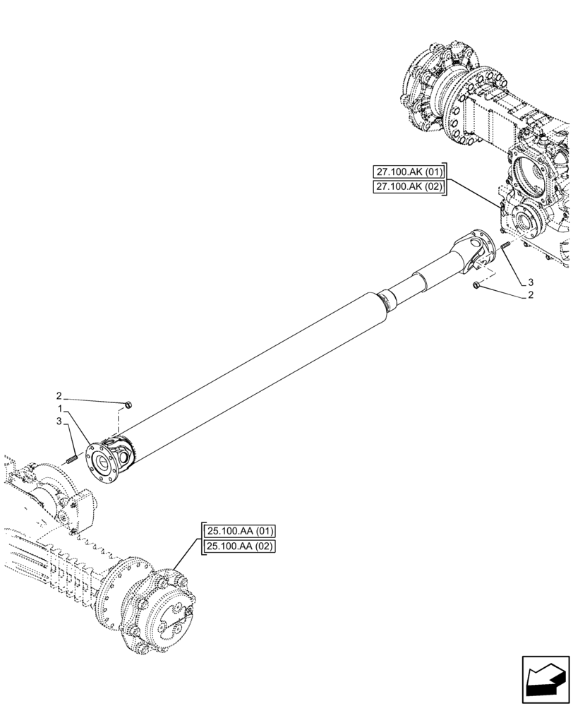 Схема запчастей Case 21F - (23.314.AG) - VAR - 734510 - 734511 - DRIVE SHAFT (23) - FOUR WHEEL DRIVE SYSTEM