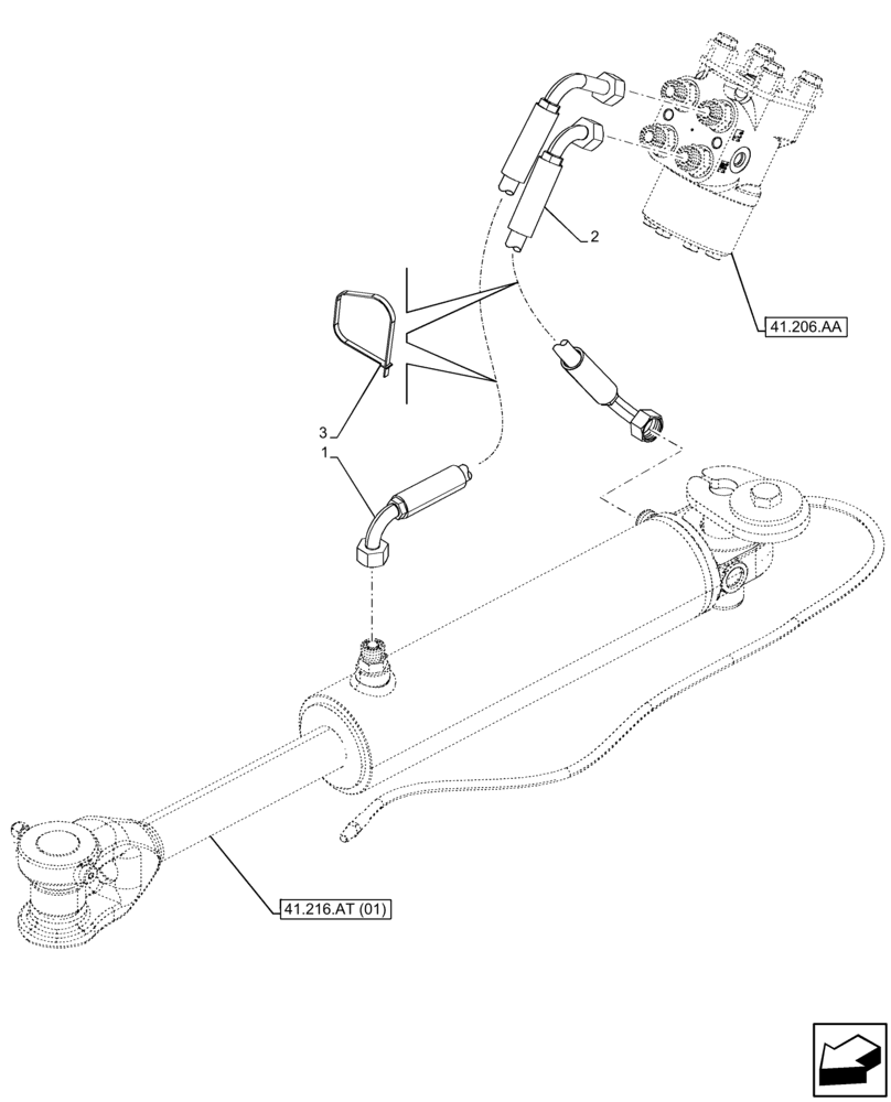 Схема запчастей Case 21F - (41.200.AO[01]) - STEERING, HYDRAULIC LINE (41) - STEERING