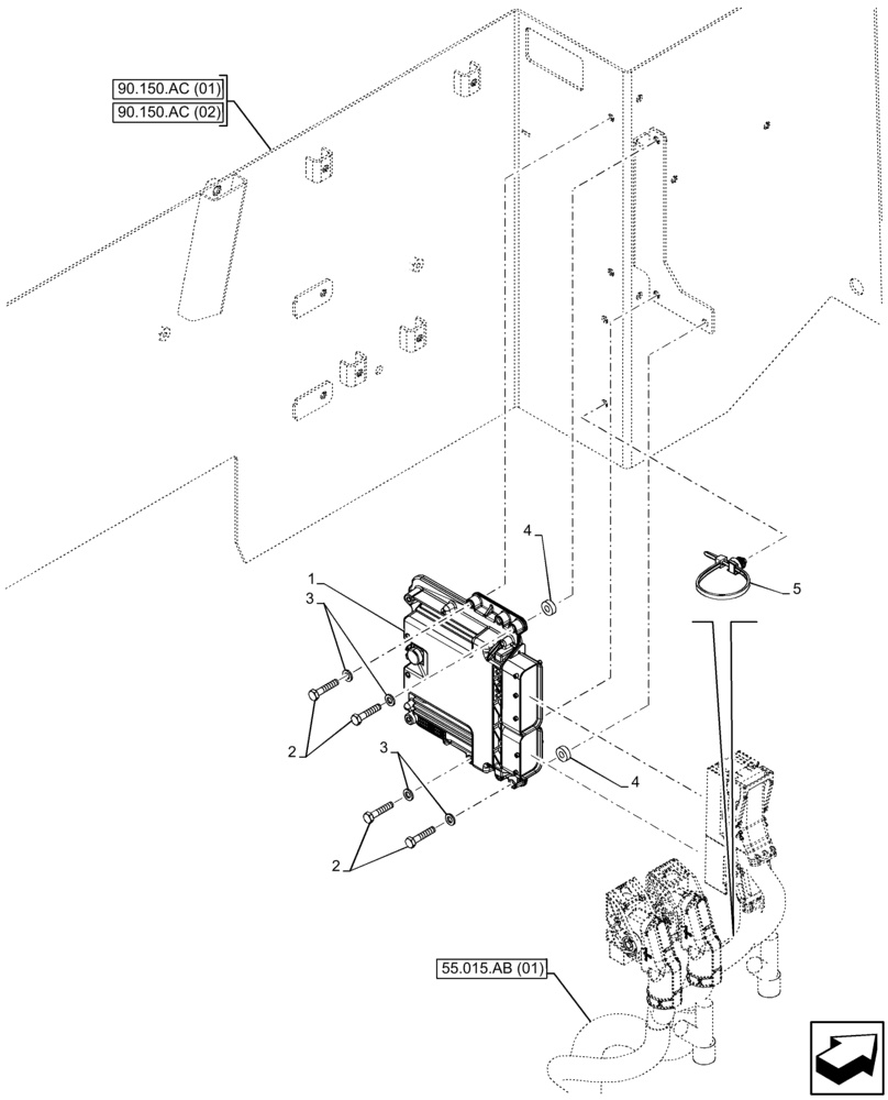 Схема запчастей Case 221F - (55.015.AA) - ENGINE, ELECTRONIC CONTROL UNIT (55) - ELECTRICAL SYSTEMS