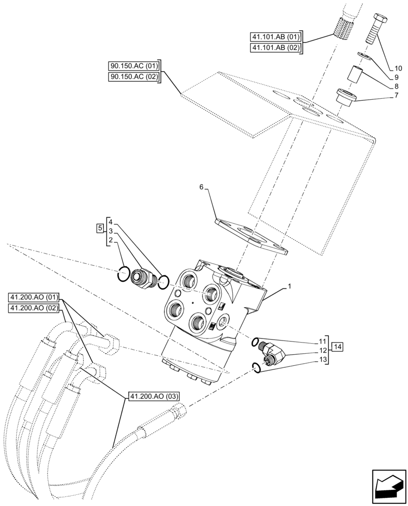 Схема запчастей Case 121F - (41.206.AA) - STEERING, CONTROL VALVE (41) - STEERING