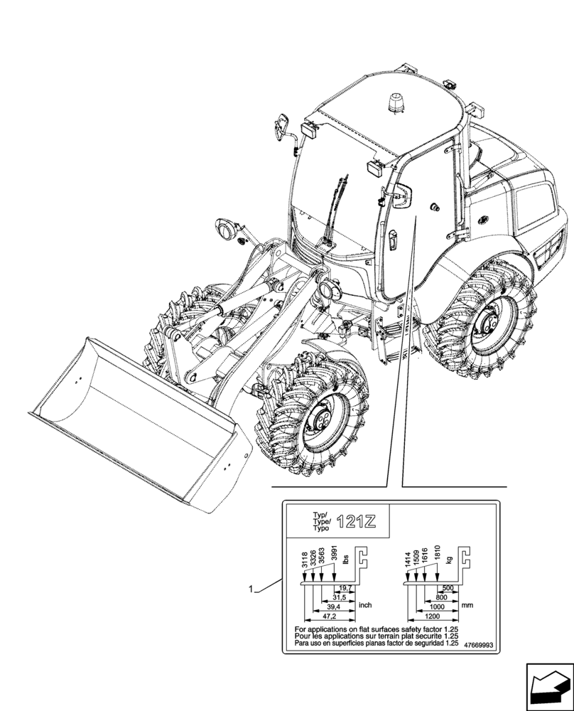 Схема запчастей Case 121F - (90.108.AC[01]) - DECALS, WARNING (90) - PLATFORM, CAB, BODYWORK AND DECALS