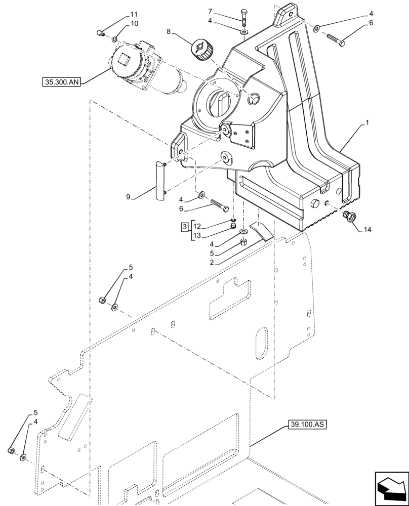 Схема запчастей Case 21F - (35.300.AQ) - TANK, OIL (35) - HYDRAULIC SYSTEMS