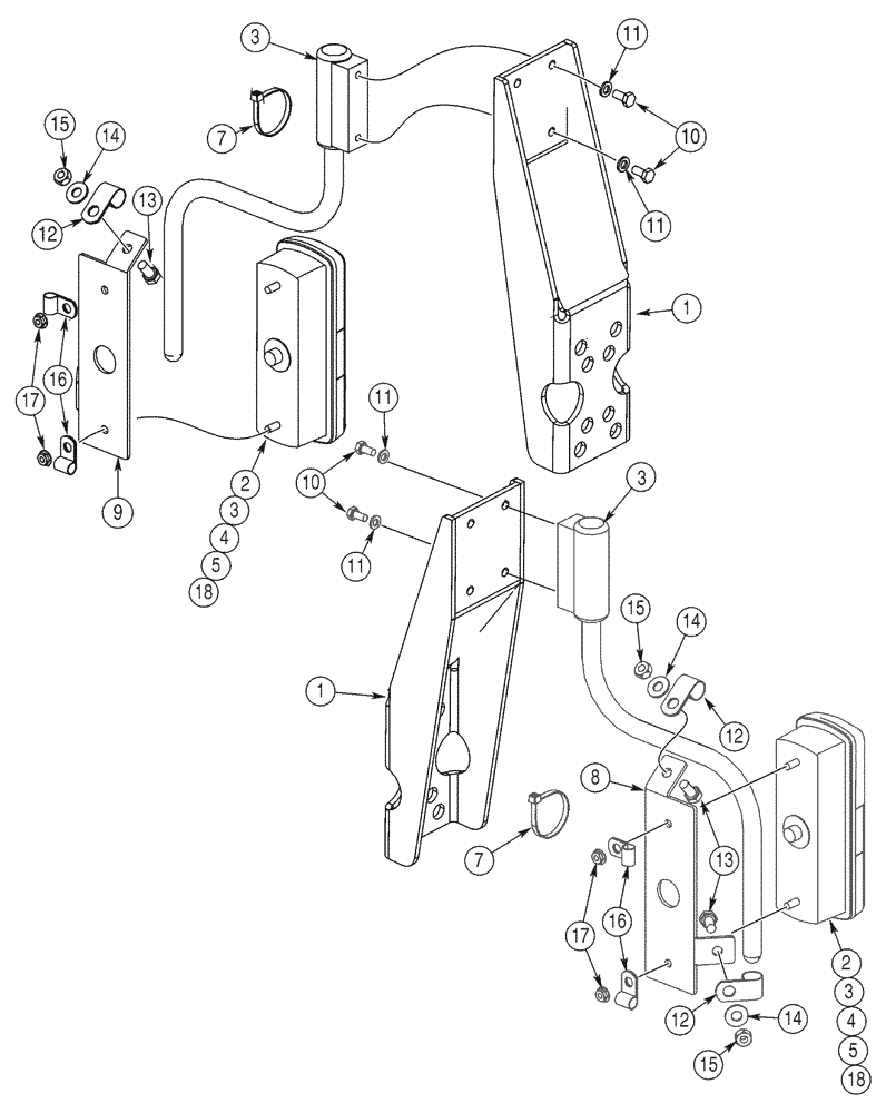 Схема запчастей Case 90XT - (04-32) - MOUNTING LAMP ASSEMBLY, COMBINATION, FRONT (04) - ELECTRICAL SYSTEMS