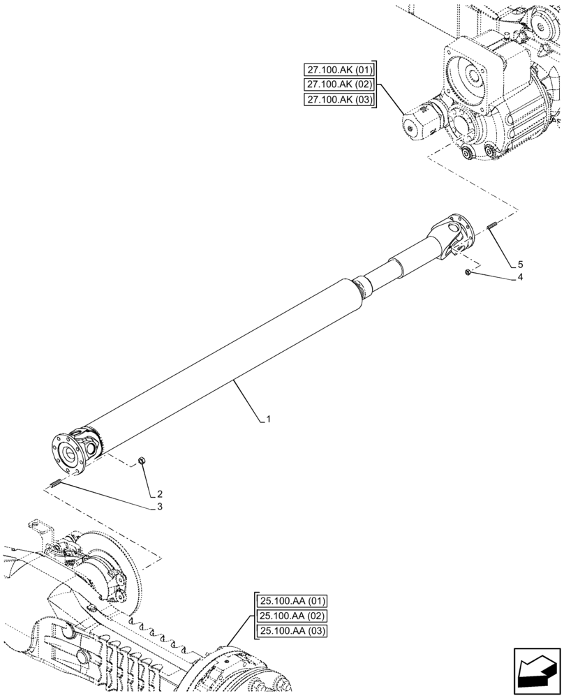 Схема запчастей Case 321F - (23.314.AG) - VAR - 734513 - 734514 - 734515 - DRIVE SHAFT (23) - FOUR WHEEL DRIVE SYSTEM