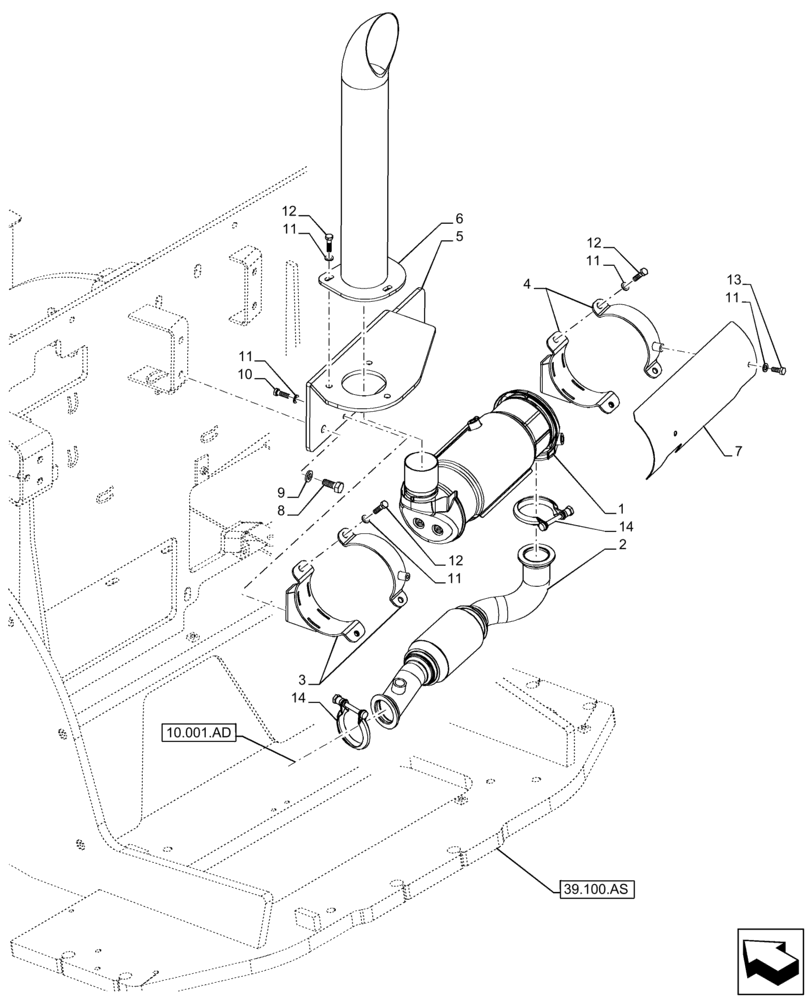 Схема запчастей Case 21F - (10.254.AI[01A]) - EXHAUST SYSTEM, MUFFLER - END DATE 28 FEBRUARY 2017 (10) - ENGINE