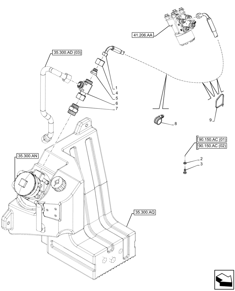 Схема запчастей Case 121F - (41.200.AO[02]) - STEERING, HYDRAULIC LINE (41) - STEERING