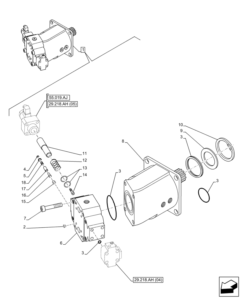 Схема запчастей Case 221F - (29.218.AH[03]) - HYDROSTATIC MOTOR, COMPONENTS (29) - HYDROSTATIC DRIVE