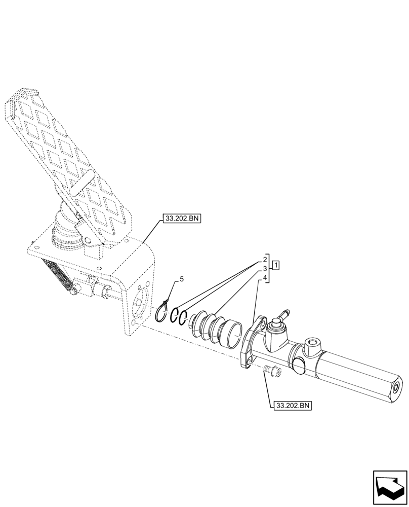 Схема запчастей Case 121F - (33.202.AJ) - BRAKE, PEDAL, CYLINDER (33) - BRAKES & CONTROLS