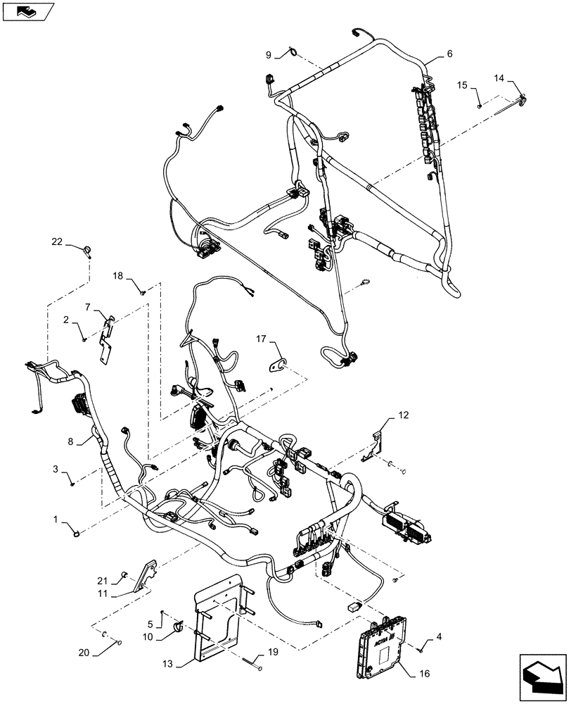 Схема запчастей Case SR130 - (55.101.AC[04]) - WIRE HARNESS & CONNECTOR, ELECTRONIC CONTROLS, OPEN CAB (24-AUG-2015 & PRIOR) (55) - ELECTRICAL SYSTEMS