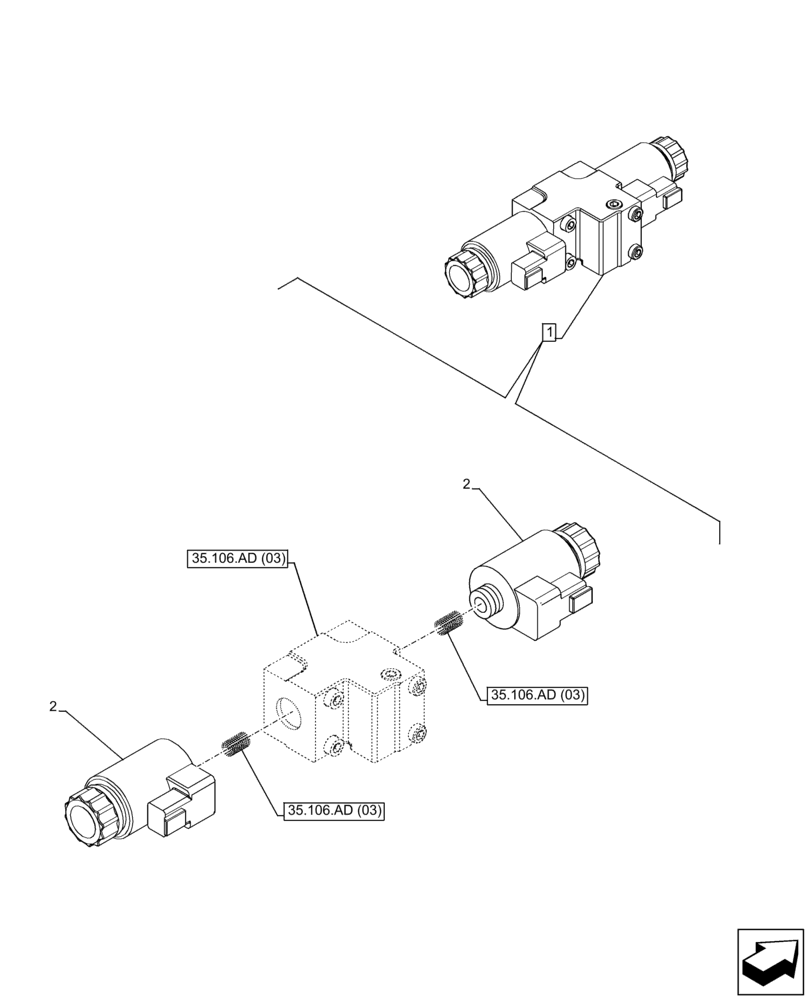 Схема запчастей Case 21F - (55.036.AO[01]) - HYDROSTATIC PUMP, SOLENOID VALVE (55) - ELECTRICAL SYSTEMS