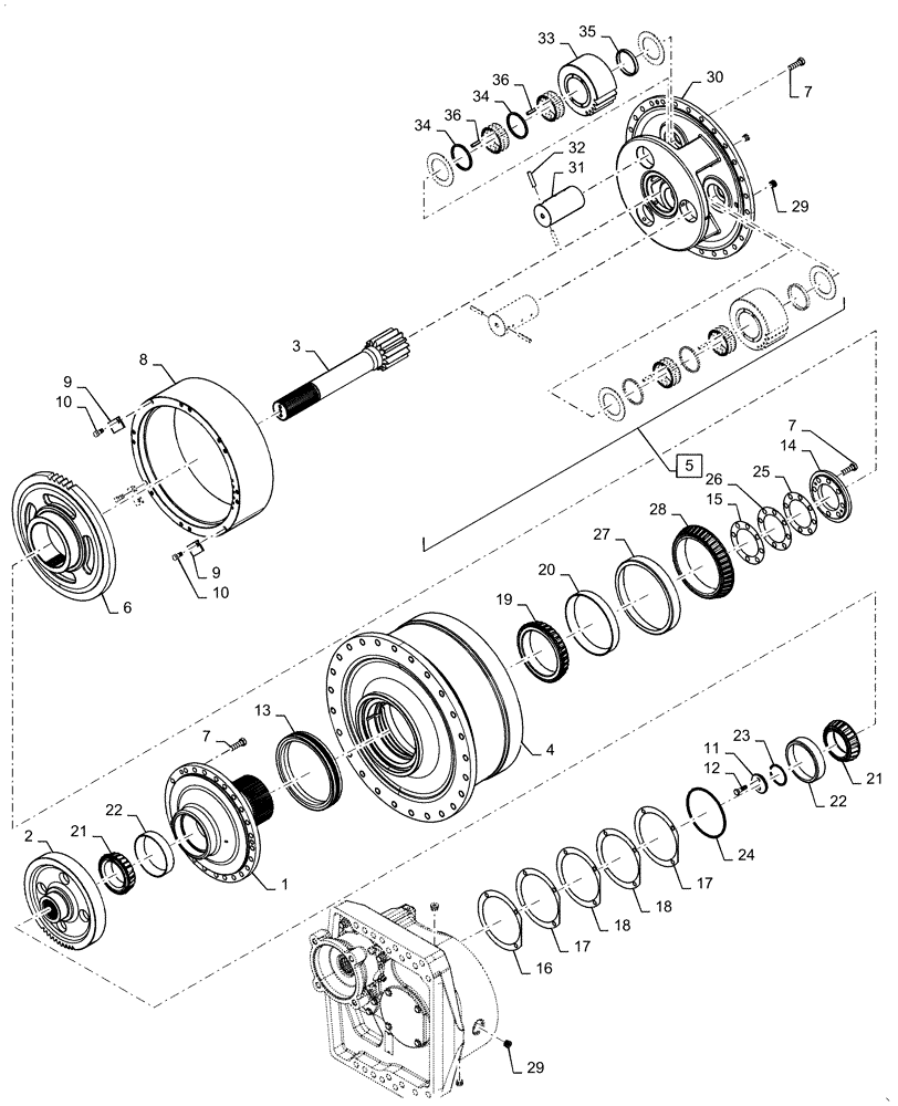 Схема запчастей Case 2050M LT - (48.140.AA[01]) - FINAL DRIVE ASSEMBLY NARROW (48) - TRACKS & TRACK SUSPENSION