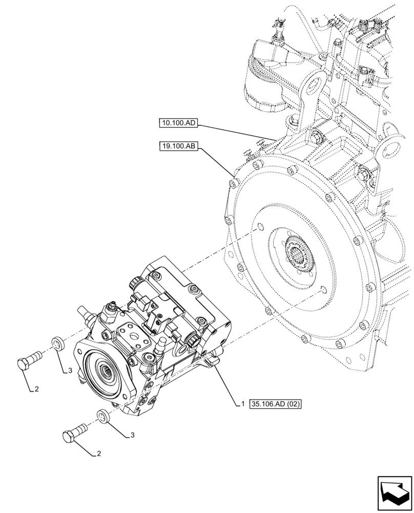 Схема запчастей Case 221F - (35.106.AD[01]) - HYDROSTATIC PUMP (35) - HYDRAULIC SYSTEMS