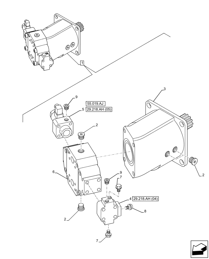 Схема запчастей Case 21F - (29.218.AH[02]) - HYDROSTATIC MOTOR, COMPONENTS (29) - HYDROSTATIC DRIVE