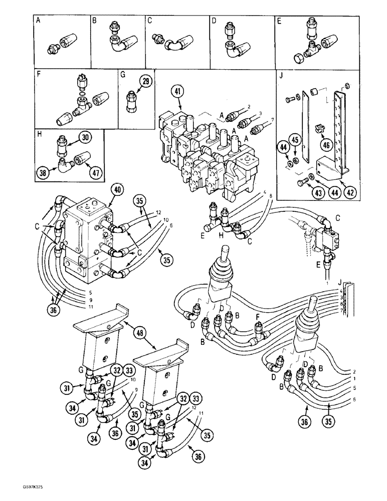 Схема запчастей Case 170C - (8-050) - HYDRAULIC CONTROL CIRCUIT, TO MAIN CONTROL VALVES (08) - HYDRAULICS