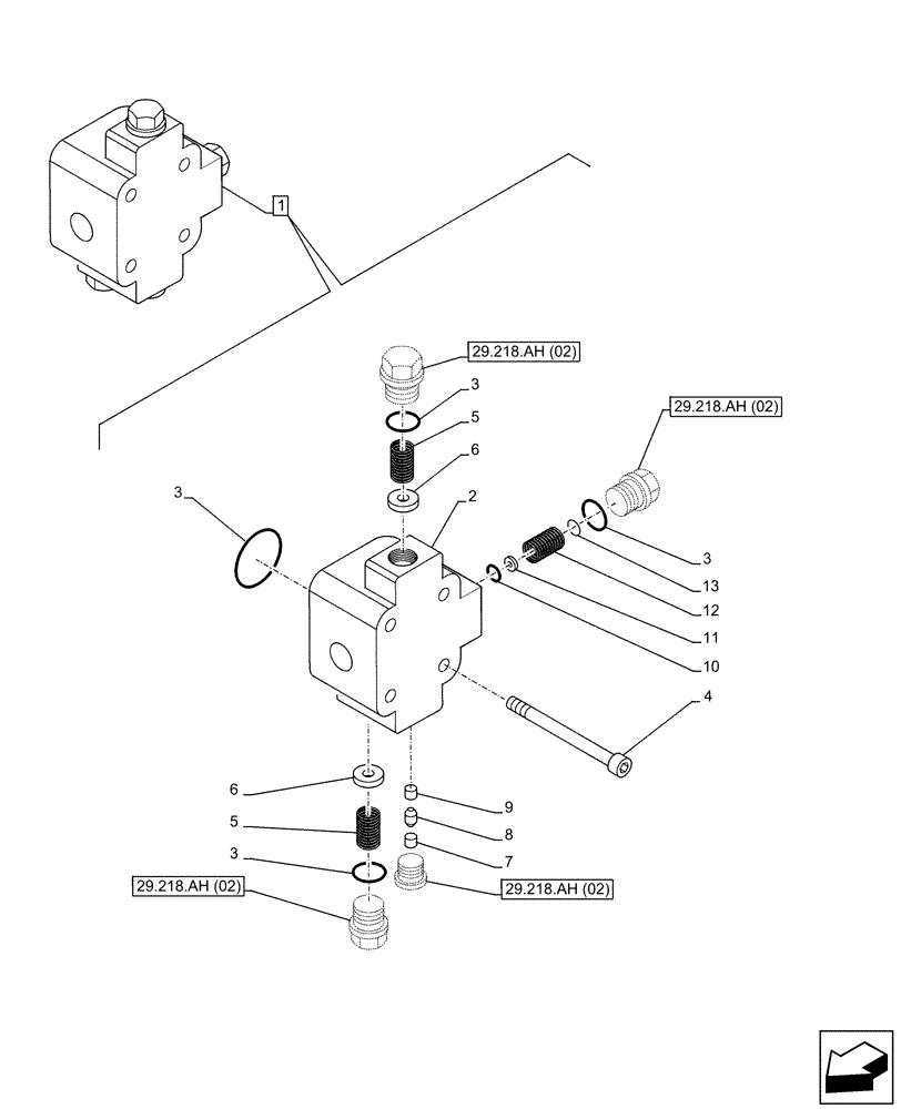 Схема запчастей Case 21F - (29.218.AH[04]) - HYDROSTATIC MOTOR, COMPONENTS (29) - HYDROSTATIC DRIVE