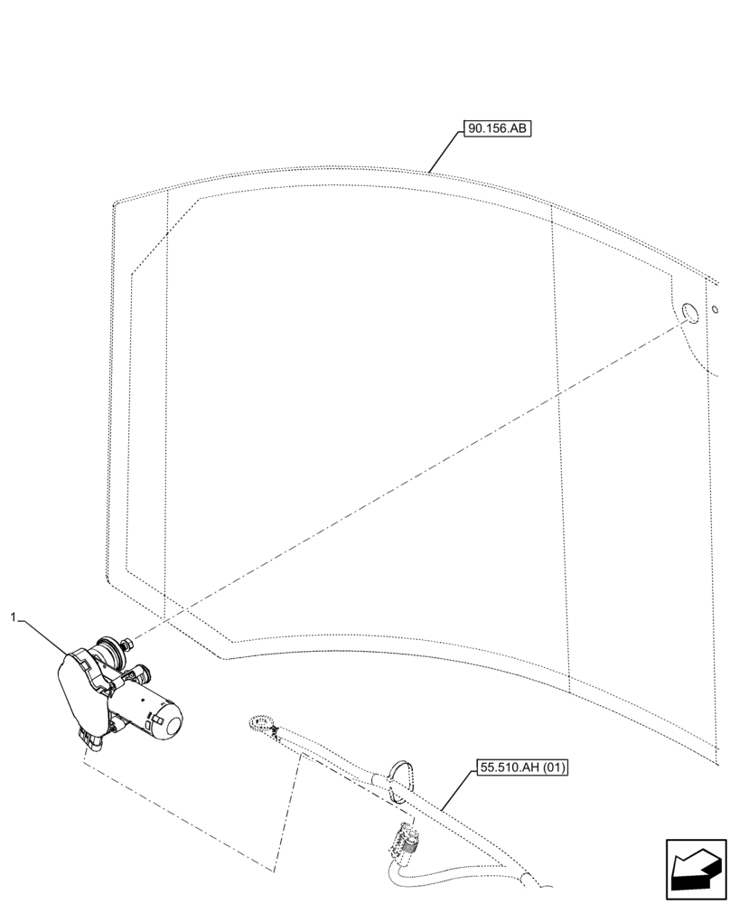 Схема запчастей Case 321F - (55.518.AI) - VAR - 734631, 734632 - REAR, WIPER, MOTOR (55) - ELECTRICAL SYSTEMS