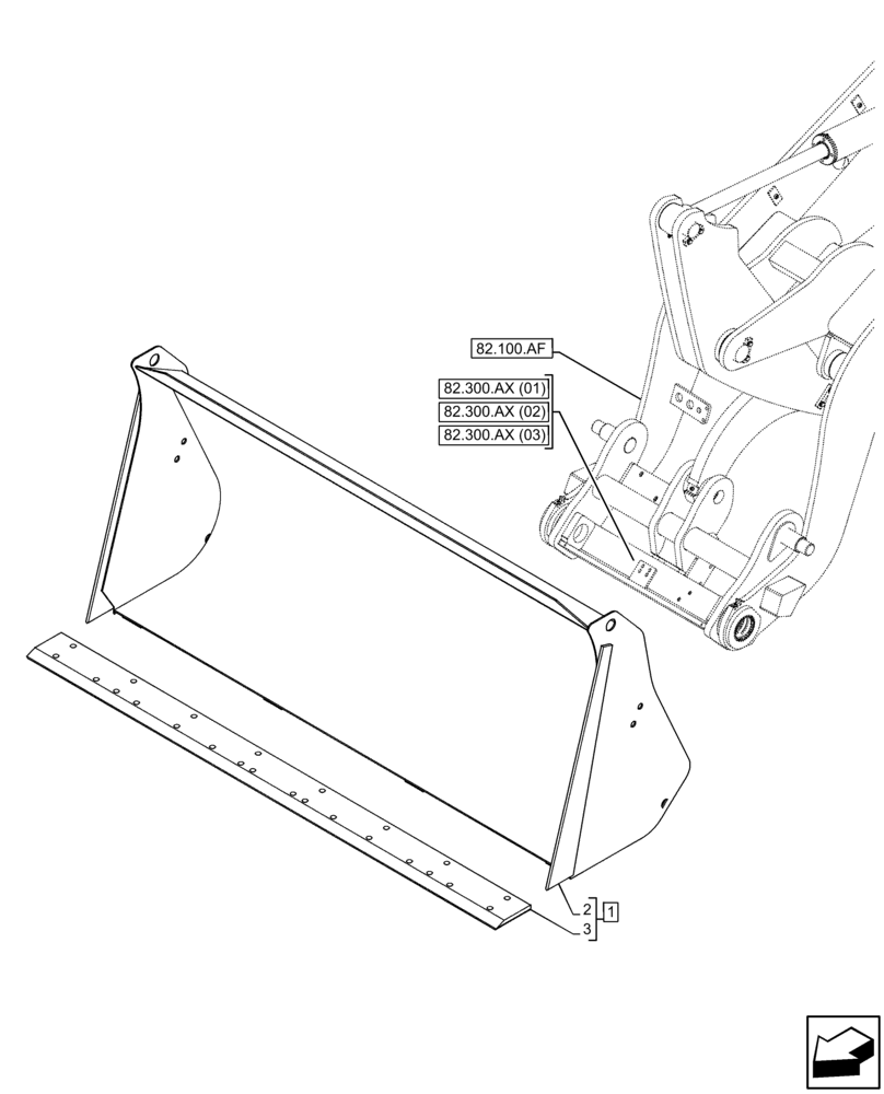 Схема запчастей Case 21F - (82.300.AN[06]) - VAR - 734626 - BUCKET (82) - FRONT LOADER & BUCKET