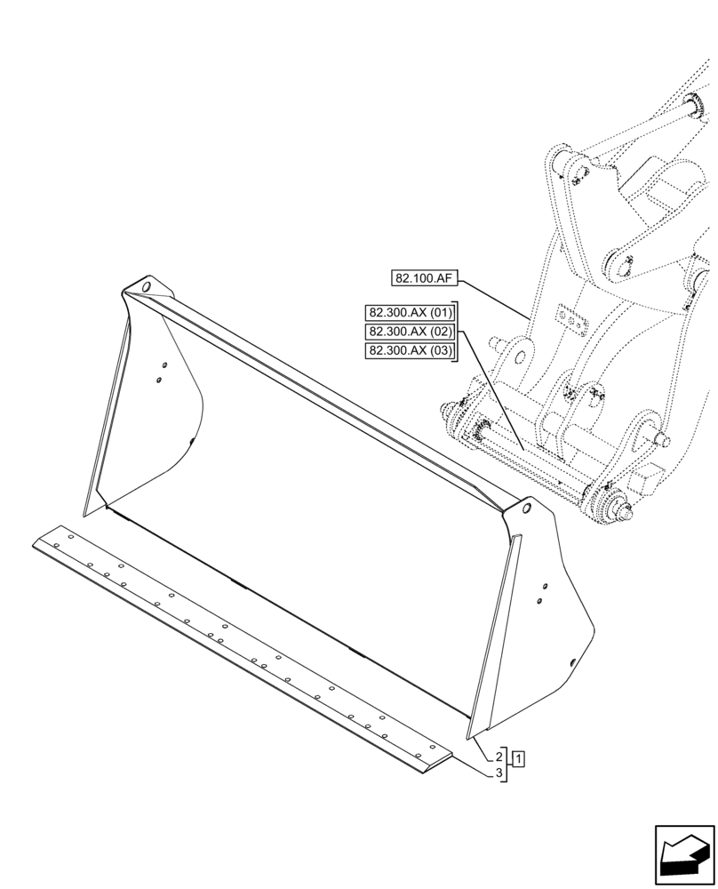 Схема запчастей Case 121F - (82.300.AN[10]) - VAR - 734627 - BUCKET (82) - FRONT LOADER & BUCKET