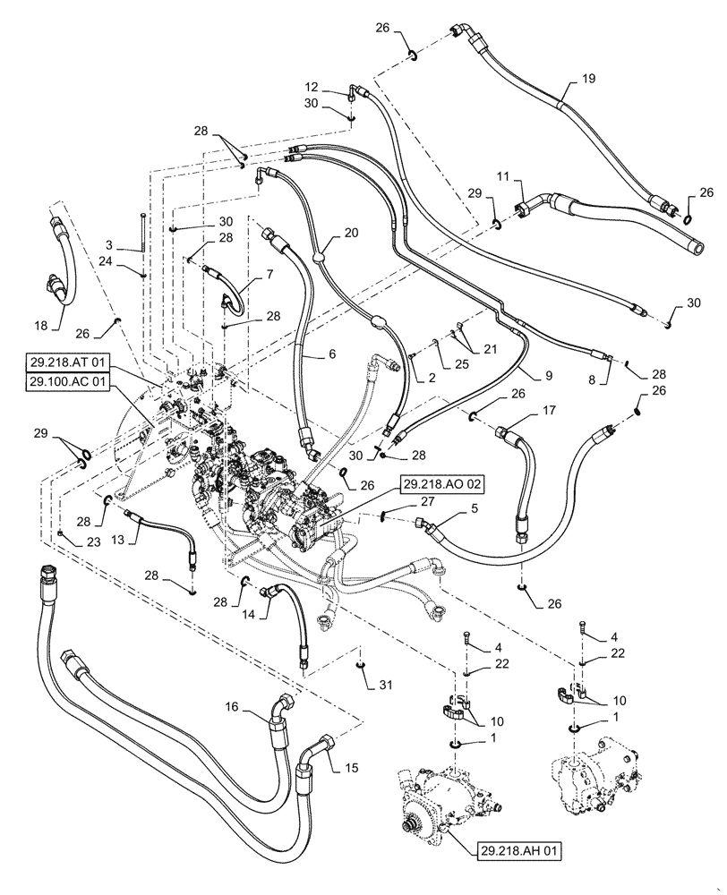 Схема запчастей Case 1650M WT/LGP - (29.218.AA[01]) - HYDROSTATIC PUMP (29) - HYDROSTATIC DRIVE