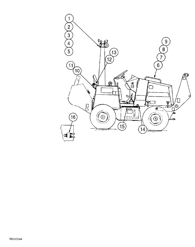 Схема запчастей Case 460 - (09-06) - LIFT HOOKS, ASSIST HANDLE, LOWERING VALVE AND LOCKING FUEL CAP (460 AND 560 TRENCHERS) (09) - CHASSIS/ATTACHMENTS