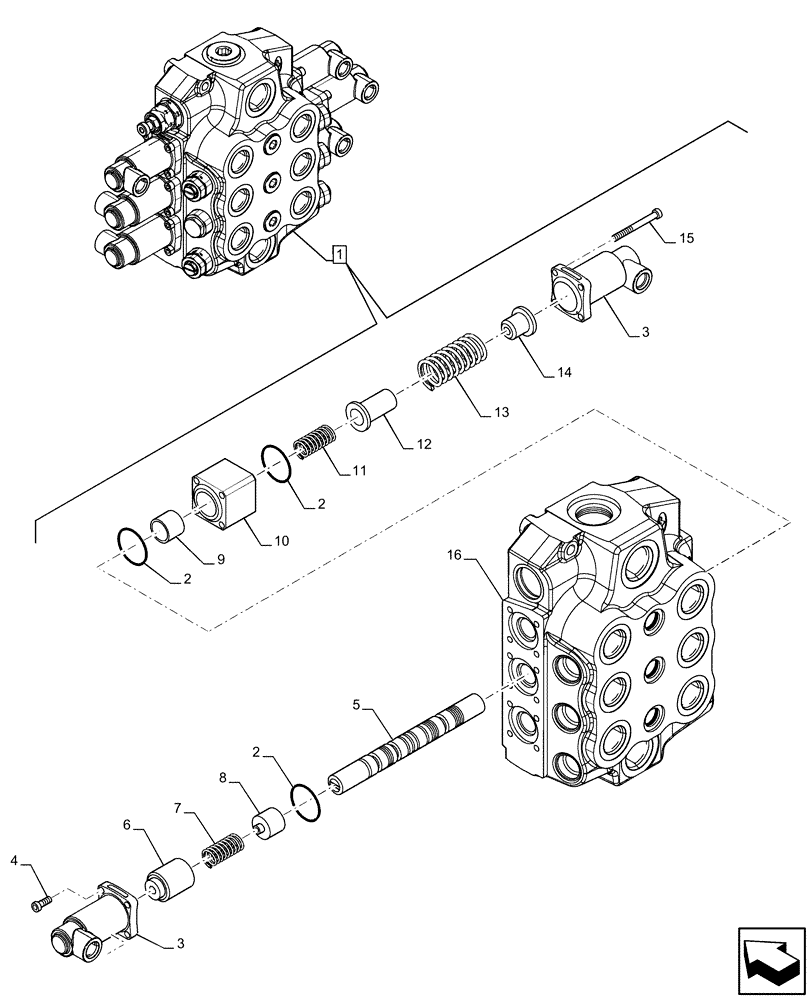 Схема запчастей Case 321F - (35.359.AG[03]) - DIRECTIONAL CONTROL VALVE, COMPONENTS (35) - HYDRAULIC SYSTEMS