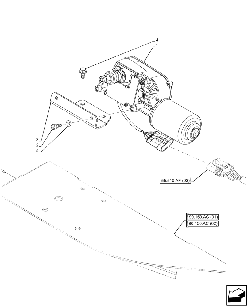 Схема запчастей Case 121F - (55.518.AZ) - VAR - 734631, 734632 - WINDSHIELD WIPER, MOTOR (55) - ELECTRICAL SYSTEMS