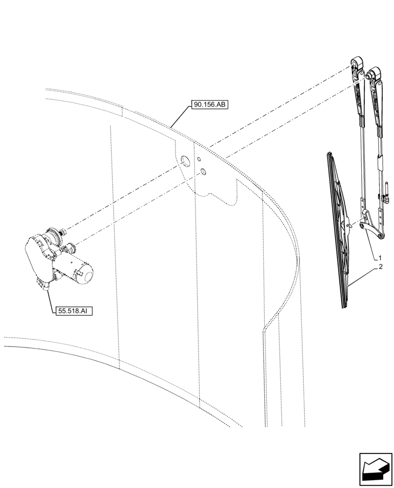 Схема запчастей Case 21F - (55.518.AH) - VAR - 734631, 734632 - REAR, WINDOW, ARM, BLADE (55) - ELECTRICAL SYSTEMS