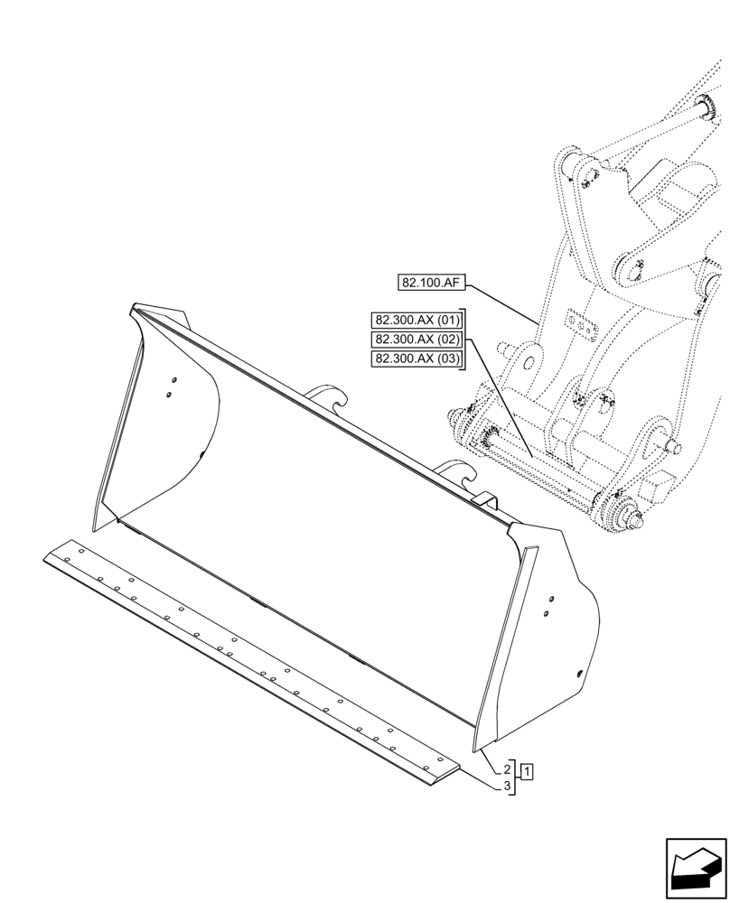 Схема запчастей Case 221F - (82.300.AN[07]) - VAR - 734597 - BUCKET (82) - FRONT LOADER & BUCKET