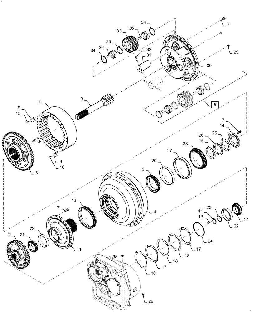 Схема запчастей Case 2050M WT/LGP - (48.140.AA[03]) - FINAL DRIVE ASSEMBLY WIDE (48) - TRACKS & TRACK SUSPENSION