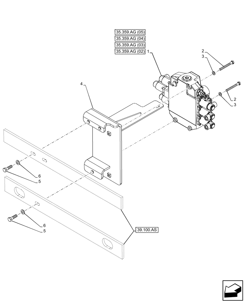 Схема запчастей Case 221F - (35.359.AG[01]) - DIRECTIONAL CONTROL VALVE (35) - HYDRAULIC SYSTEMS