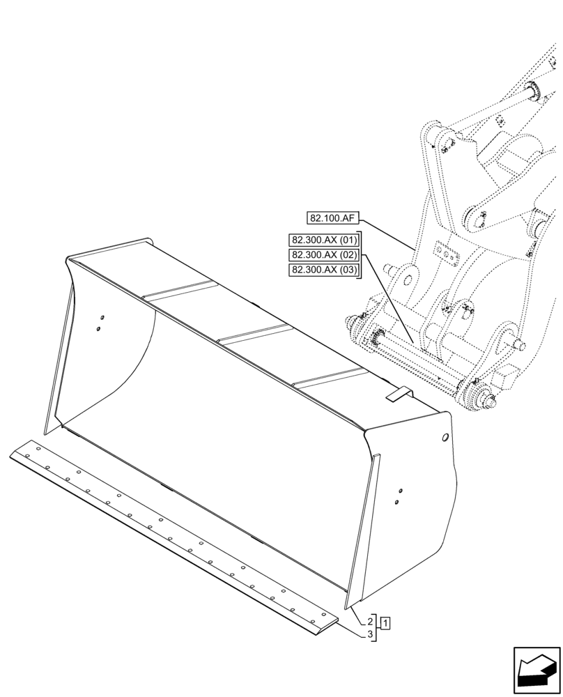 Схема запчастей Case 321F - (82.300.AN[01]) - VAR - 734578 - BUCKET (82) - FRONT LOADER & BUCKET