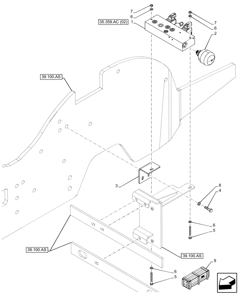 Схема запчастей Case 121F - (35.359.AC[01]) - PILOT VALVE (35) - HYDRAULIC SYSTEMS