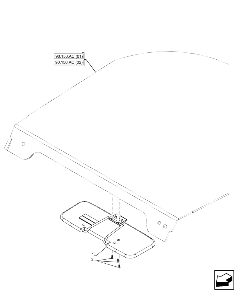 Схема запчастей Case 321F - (90.151.AE) - VAR - 734631, 734632 - SUN VISOR (90) - PLATFORM, CAB, BODYWORK AND DECALS