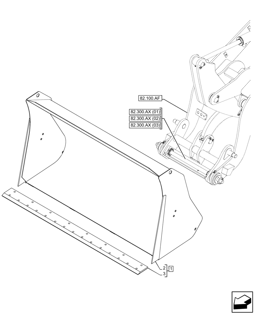 Схема запчастей Case 321F - (82.300.AN[04]) - VAR - 734624 - BUCKET (82) - FRONT LOADER & BUCKET