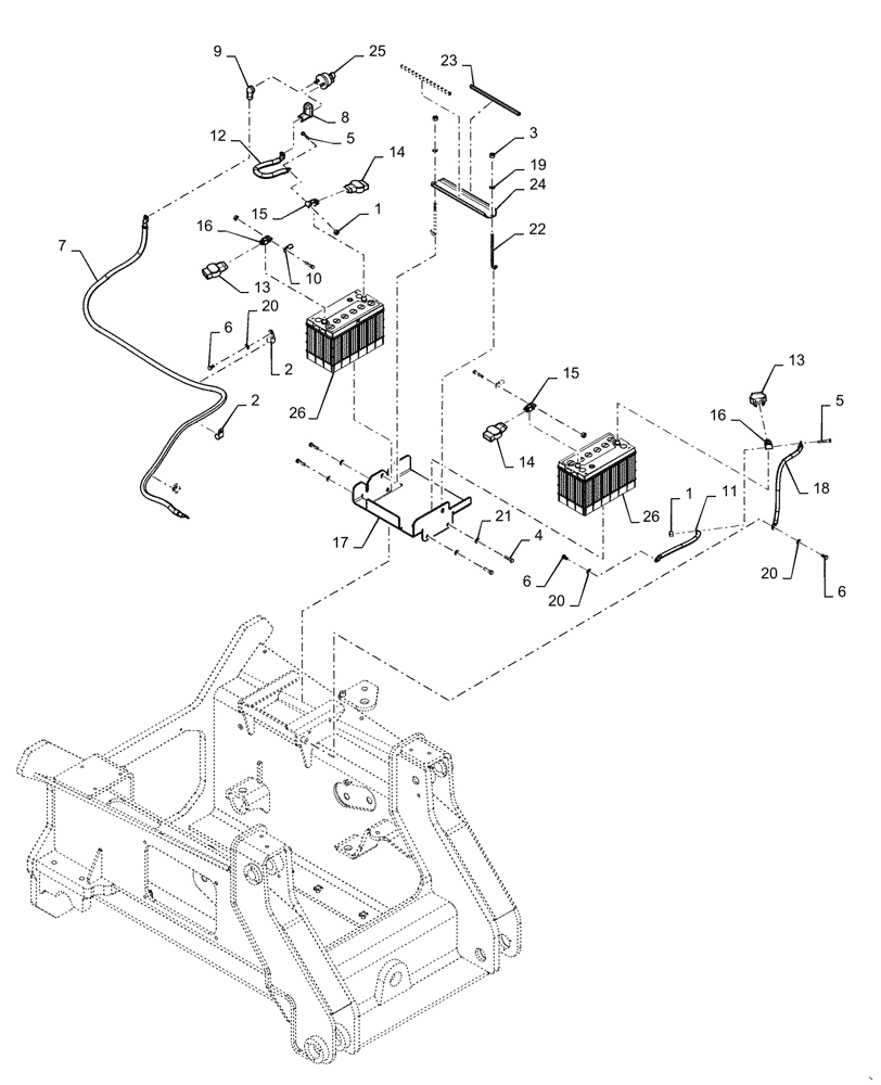 Схема запчастей Case 1150M LT - (55.302.AG[01]) - BATTERY (55) - ELECTRICAL SYSTEMS