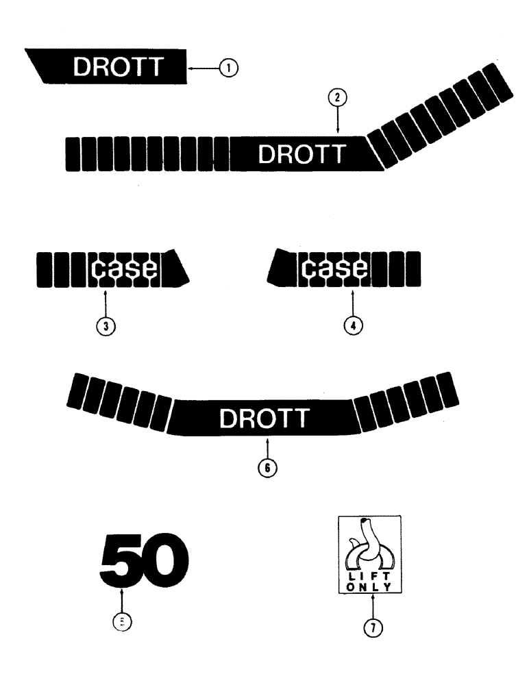 Схема запчастей Case 50 - (9-252) - DECALS, (USED ON DOMESTIC UNITS) (09) - CHASSIS