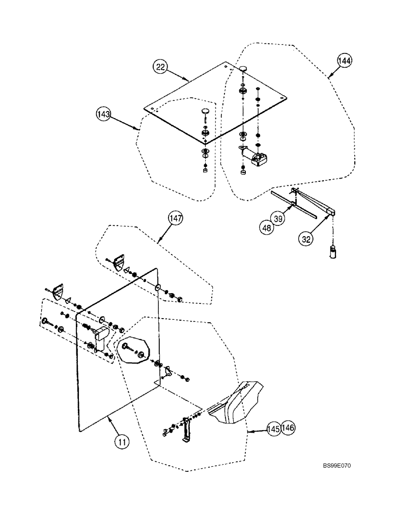 Схема запчастей Case 688G - (9-23A) - ENCLOSED CAB, WINDOW AND WIPER KITS (SERIES 2 686G, 686GXR AND 688G) (09) - CHASSIS/ATTACHMENTS