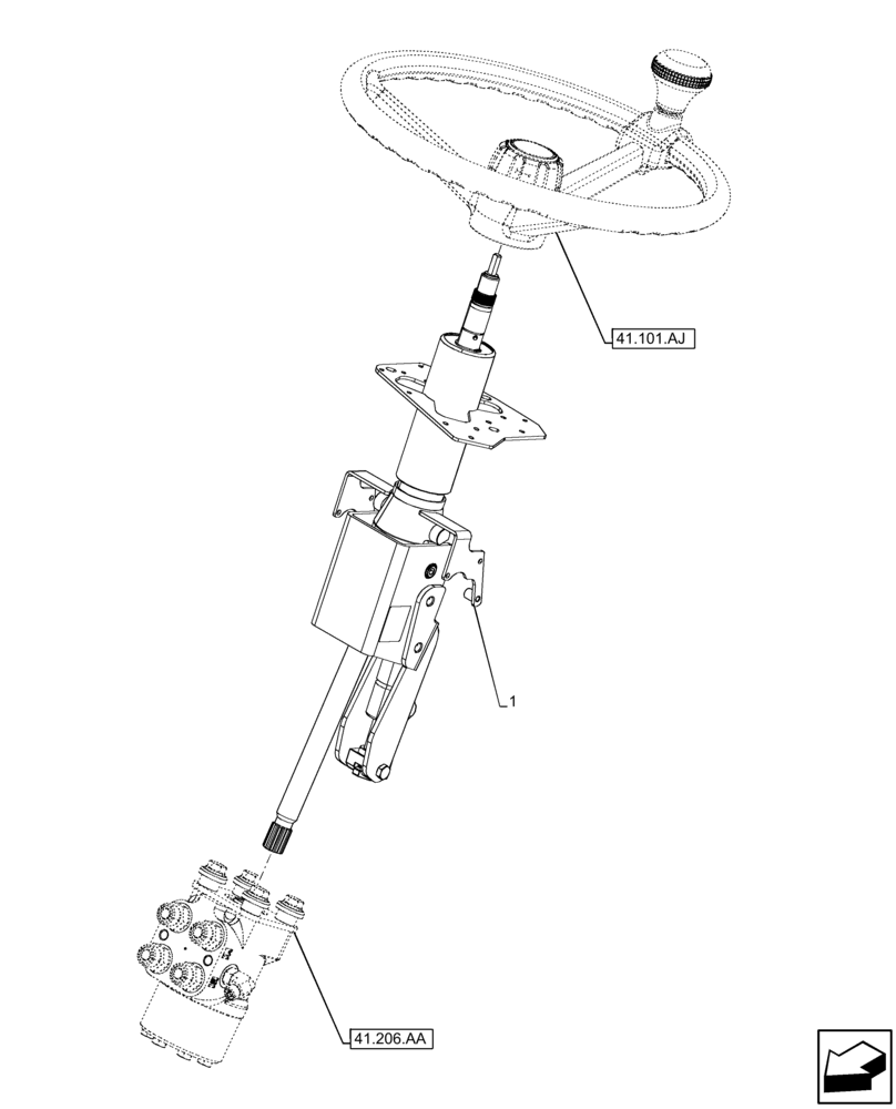 Схема запчастей Case 121F - (41.101.AB[02]) - VAR - 734632 - STEERING COLUMN (41) - STEERING