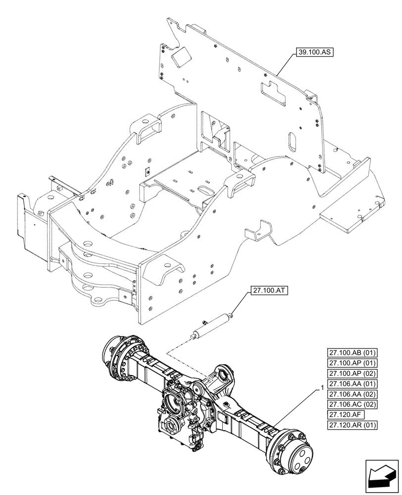 Схема запчастей Case 121F - (27.100.AK[02]) - VAR - 734510 - REAR AXLE (27) - REAR AXLE SYSTEM