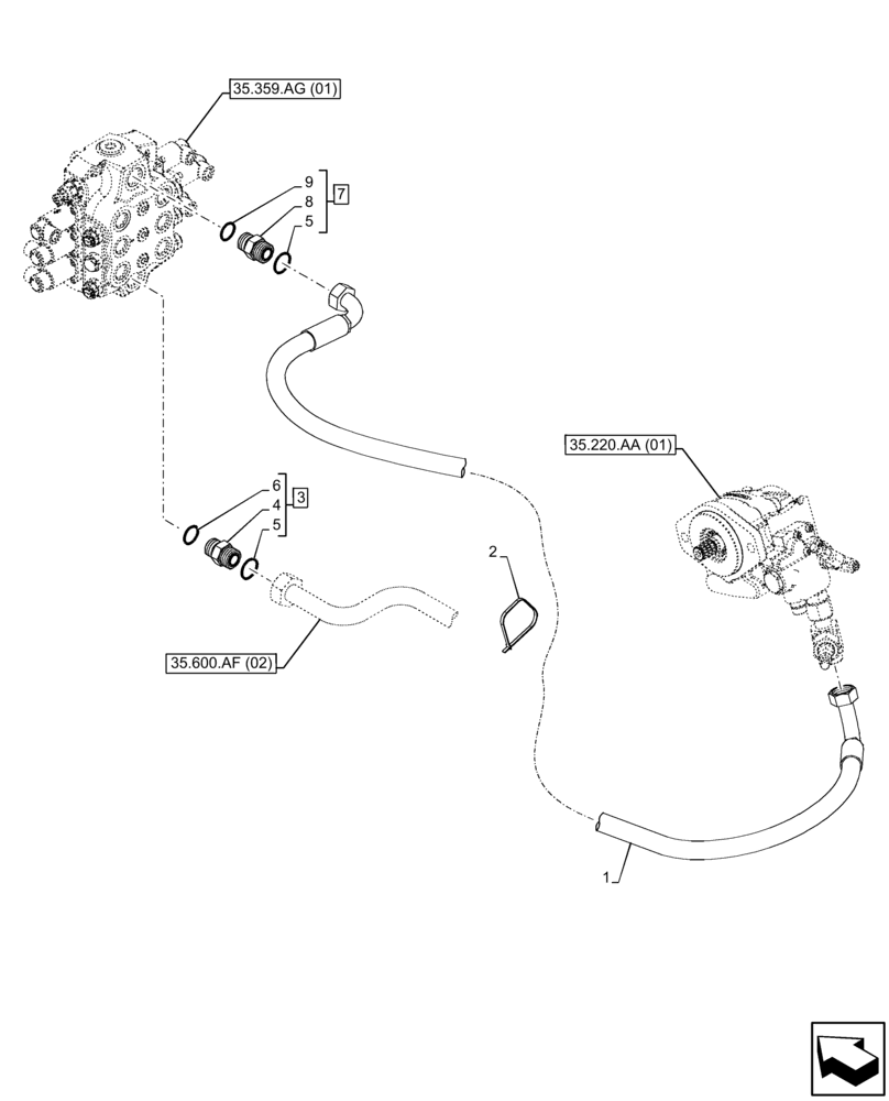 Схема запчастей Case 21F - (35.220.AD[01]) - AUXILIARY HYDRAULIC, PUMP, CONTROL VALVE, LINE - END DATE 7 APRIL 2015 (35) - HYDRAULIC SYSTEMS