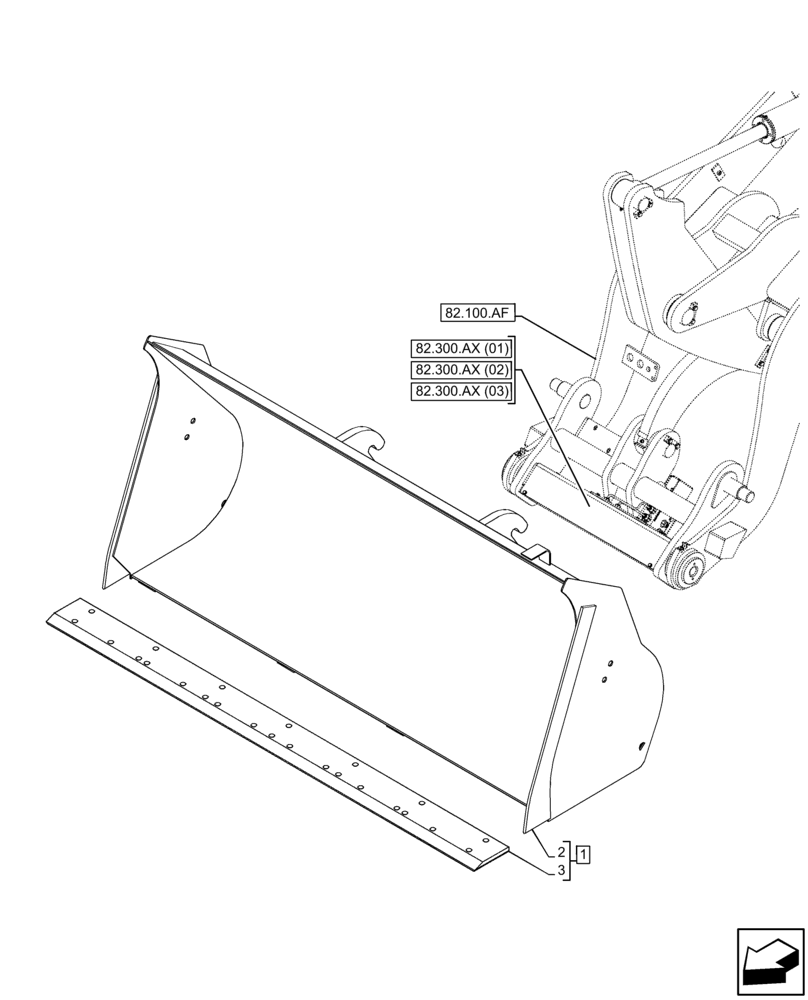 Схема запчастей Case 21F - (82.300.AN[12]) - VAR - 734605 - BUCKET (82) - FRONT LOADER & BUCKET