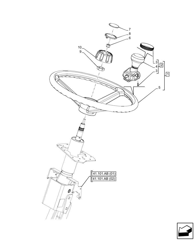 Схема запчастей Case 21F - (41.101.AJ) - VAR - 734631, 734632 - STEERING WHEEL (41) - STEERING