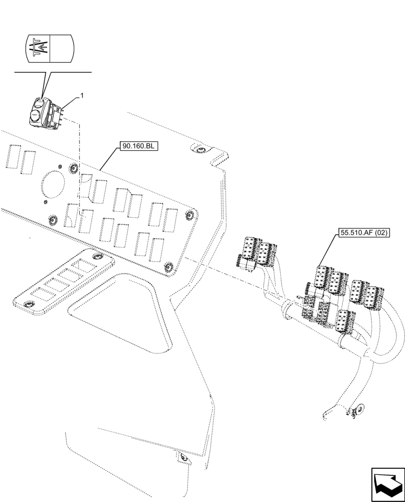 Схема запчастей Case 21F - (55.521.AB) - SWITCH, LOCK, HYDRAULIC LINE (55) - ELECTRICAL SYSTEMS