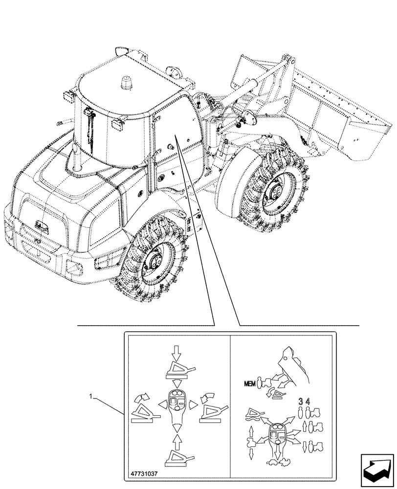 Схема запчастей Case 321F - (90.108.AC[32]) - VAR - 402027 - DECALS, JOYSTICK, CONTROL (90) - PLATFORM, CAB, BODYWORK AND DECALS